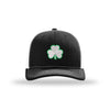 3D Shamrock Structured Trucker- White Logo - BLACK