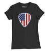 American Flag Guitar Pick Womens T-Shirt - Black