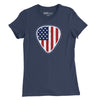 American Flag Guitar Pick Womens T-Shirt - Navy