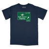 Dark Desert Highway Road Sign Relaxed Fit T-Shirt - Navy