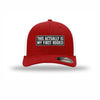 Flexfit My First Rodeo Carbon Fiber Patch Trucker Hat - RED/WHITE