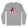 Shamrock American Flag Long Sleeve T-Shirt - Heather Grey