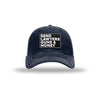 Send Lawyers Guns & Money Carbon Fiber Patch Soft Mesh Trucker Hat - NAVY/WHITE