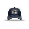 I Don't Feel Tardy Carbon Fiber Patch Soft Mesh Trucker Hat - NAVY/WHITE