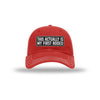 My First Rodeo Carbon Fiber Patch Soft Mesh Trucker Hat - RED/WHITE