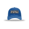My First Rodeo Carbon Fiber Patch Soft Mesh Trucker Hat - ROYAL/WHITE