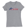 America Old Glory Script Womens T-Shirt - Heather Grey