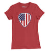American Flag Guitar Pick Womens T-Shirt - Heather Red
