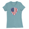 American Flag Guitar Pick Womens T-Shirt - Heather Blue Lagoon