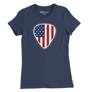 American Flag Guitar Pick Womens T-Shirt