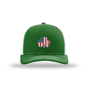 American Flag Shamrock Structured Trucker