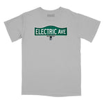 Electric Avenue Street Sign Relaxed Fit T-Shirt (Inspired by Eddy Grant) in Silver