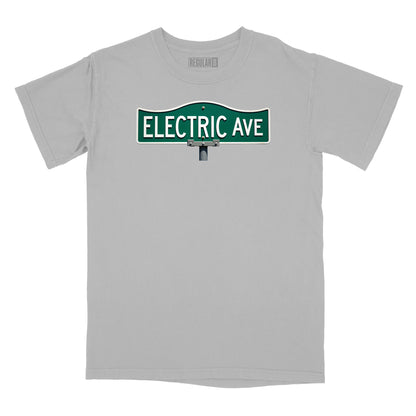 Electric Avenue Street Sign Relaxed Fit T-Shirt (Inspired by Eddy Grant) in Silver