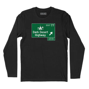 Dark Desert Highway Road Sign Long Sleeve T-Shirt