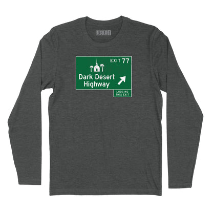 Dark Desert Highway Road Sign Long Sleeve T-Shirt