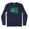 Dark Desert Highway Road Sign Long Sleeve T-Shirt - Navy