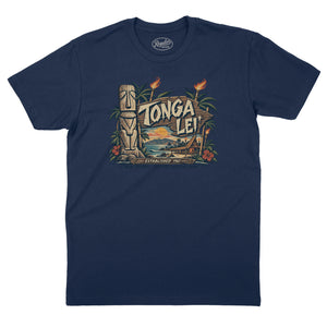 Tonga Lei Tiki Bar T-Shirt — Navy