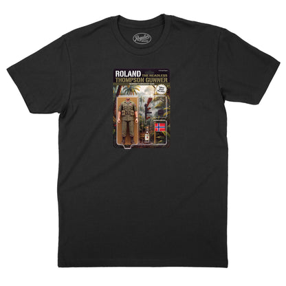 Roland the Headless Thompson Gunner Action Figure T-Shirt (Inspired by Warren Zevon)