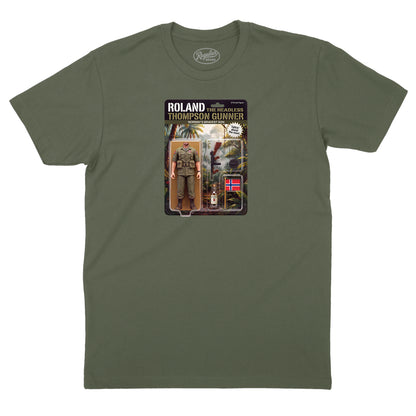Roland the Headless Thompson Gunner Action Figure T-Shirt (Inspired by Warren Zevon)