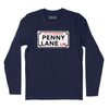 Penny Lane Street Sign Long Sleeve T-Shirt (Inspired by The Beatles) - Navy