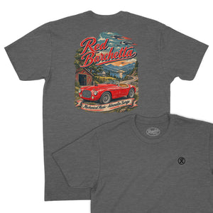 Red Barchetta Barn T-Shirt — Charcoal Heather