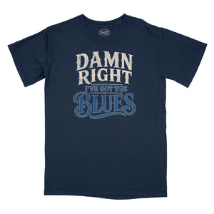Damn Right I've Got the Blues Relaxed T-Shirt (Inspired by Buddy Guy) in Navy