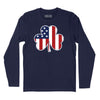 Shamrock American Flag Long Sleeve T-Shirt - Navy