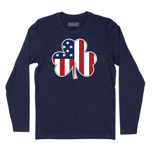 Shamrock American Flag Long Sleeve T-Shirt