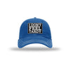 I Don't Feel Tardy Carbon Fiber Patch Soft Mesh Trucker Hat - ROYAL/WHITE
