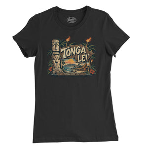 Tonga Lei Tiki Bar Womens T-Shirt — Black