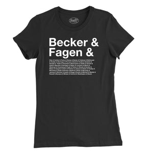 Becker & Fagen Et Al Womens T-Shirt (Inspired by Steely Dan) in Black