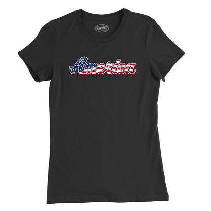 America Old Glory Script Womens T-Shirt