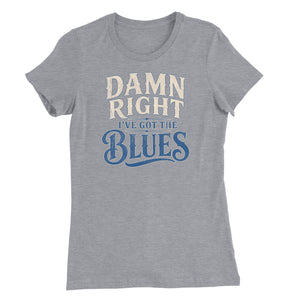 Damn Right I've Got the Blues Womens T-Shirt (Inspired by Buddy Guy) in Grey