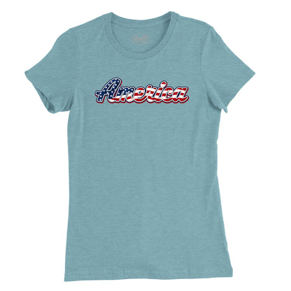 America Old Glory Script Womens T-Shirt