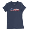 America Old Glory Script Womens T-Shirt - Navy