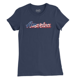 America Old Glory Script Womens T-Shirt