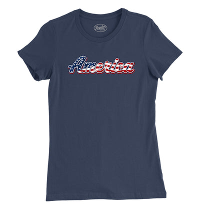 America Old Glory Script Womens T-Shirt