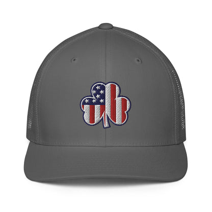 American Flag Shamrock Flexfit Structured Trucker