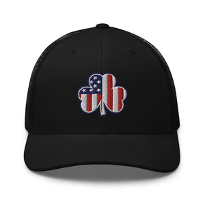 American Flag Shamrock Structured Trucker