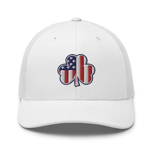 American Flag Shamrock Structured Trucker