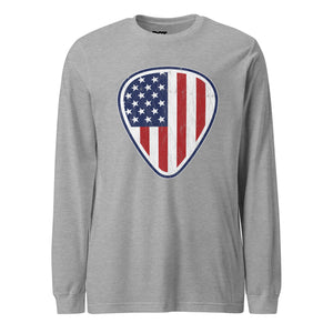 American Flag Guitar Pick Long Sleeve T-Shirt