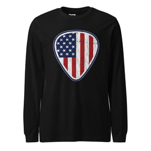 American Flag Guitar Pick Long Sleeve T-Shirt