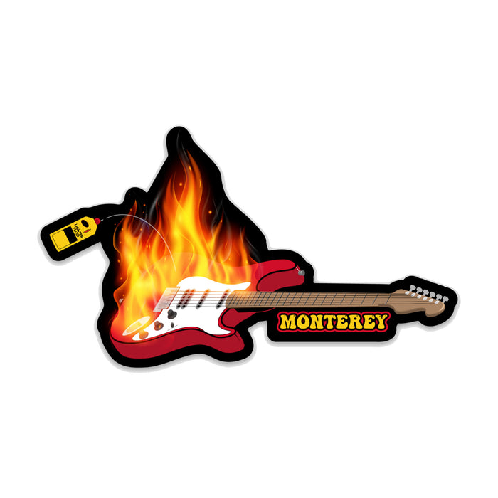 Monterey Flaming Guitar Decal